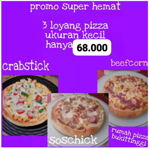 Promo Pizza Super Hemat 3pcs Pizza Ukuran Kecil